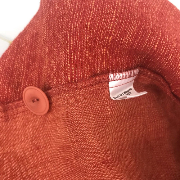 Flax Orange Linen Long Buttoned Top Sz- L - Picture 6 of 7